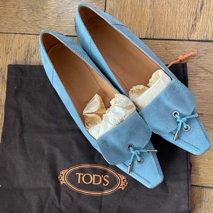 TOD’S Women’s Blue Suede Flats Loafers Size 8 - SOLD 3/12/24